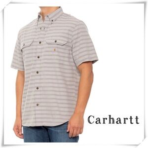 CARHARTT 105175 Strip Print Flex Loose Fit Short Sleeve Shirt in Gray Size 2XL